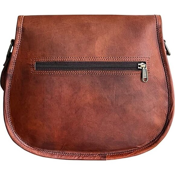 NEW Leather Brown Vintage Satchel Handbag Purse Top Handle Tote Travel Nwt - Picture 5 of 7